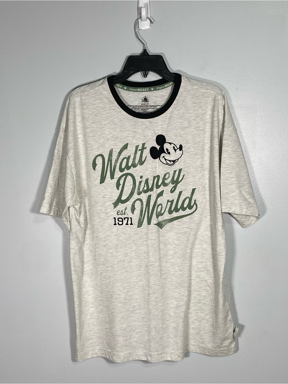 Disney Men's Cream Tee with Green Walt Disney World Script